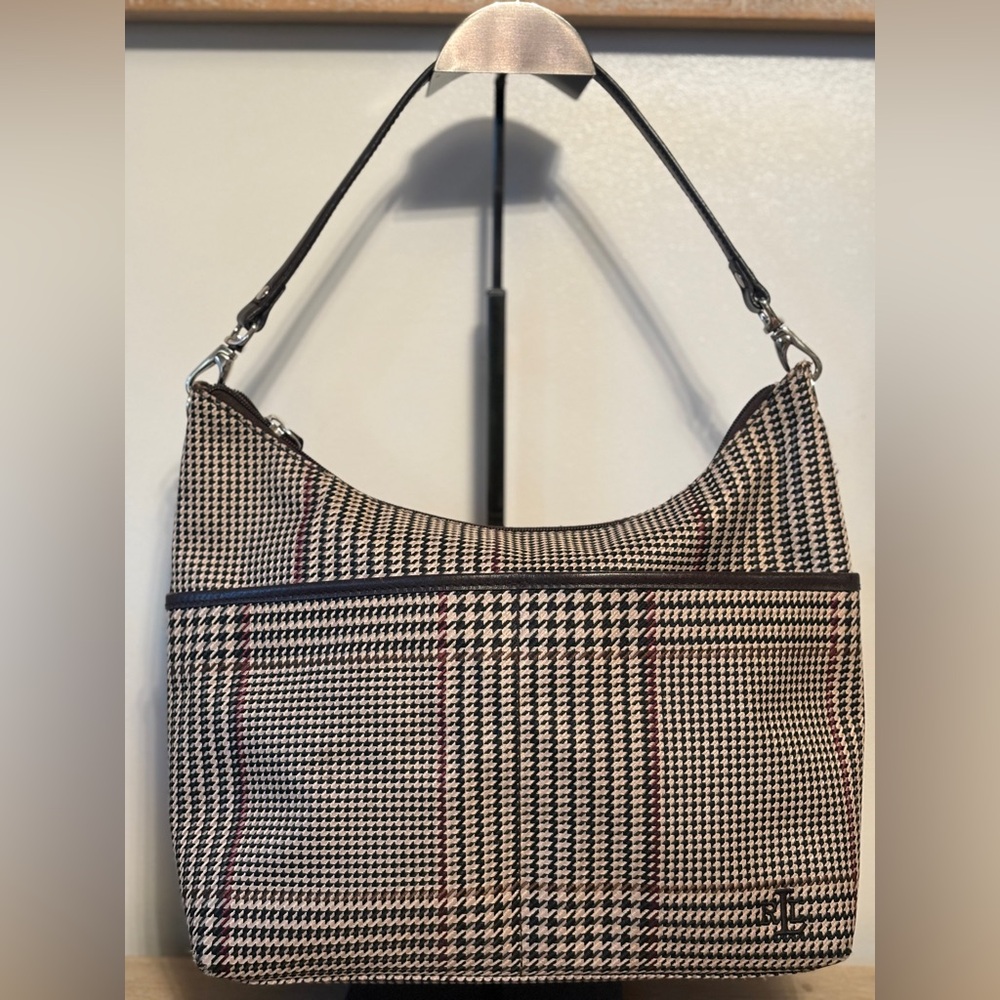 Lauren by Ralph Lauren Brown Cream Tweed / Herringbone Shoulder Bag